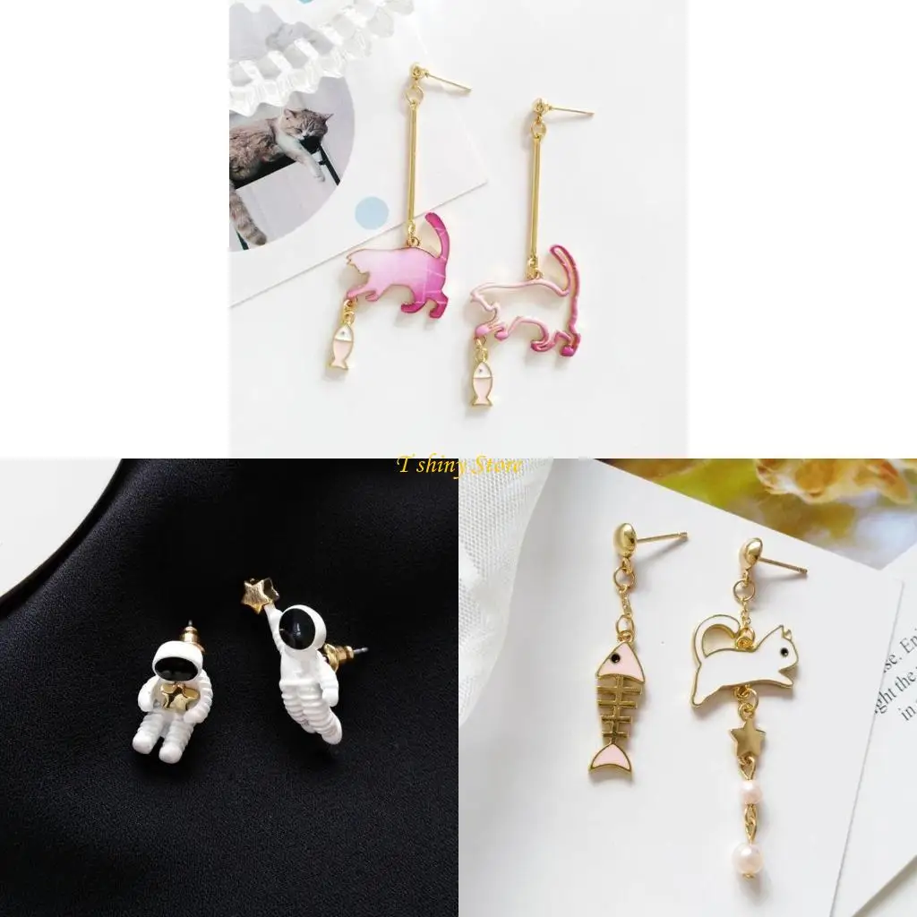 n58f-персонализирован-для-кошки-ловить-рыбу-с-серьгами-новинка-асимметричные-серьги-Космические-астронавты-бросают-серьги-для-g