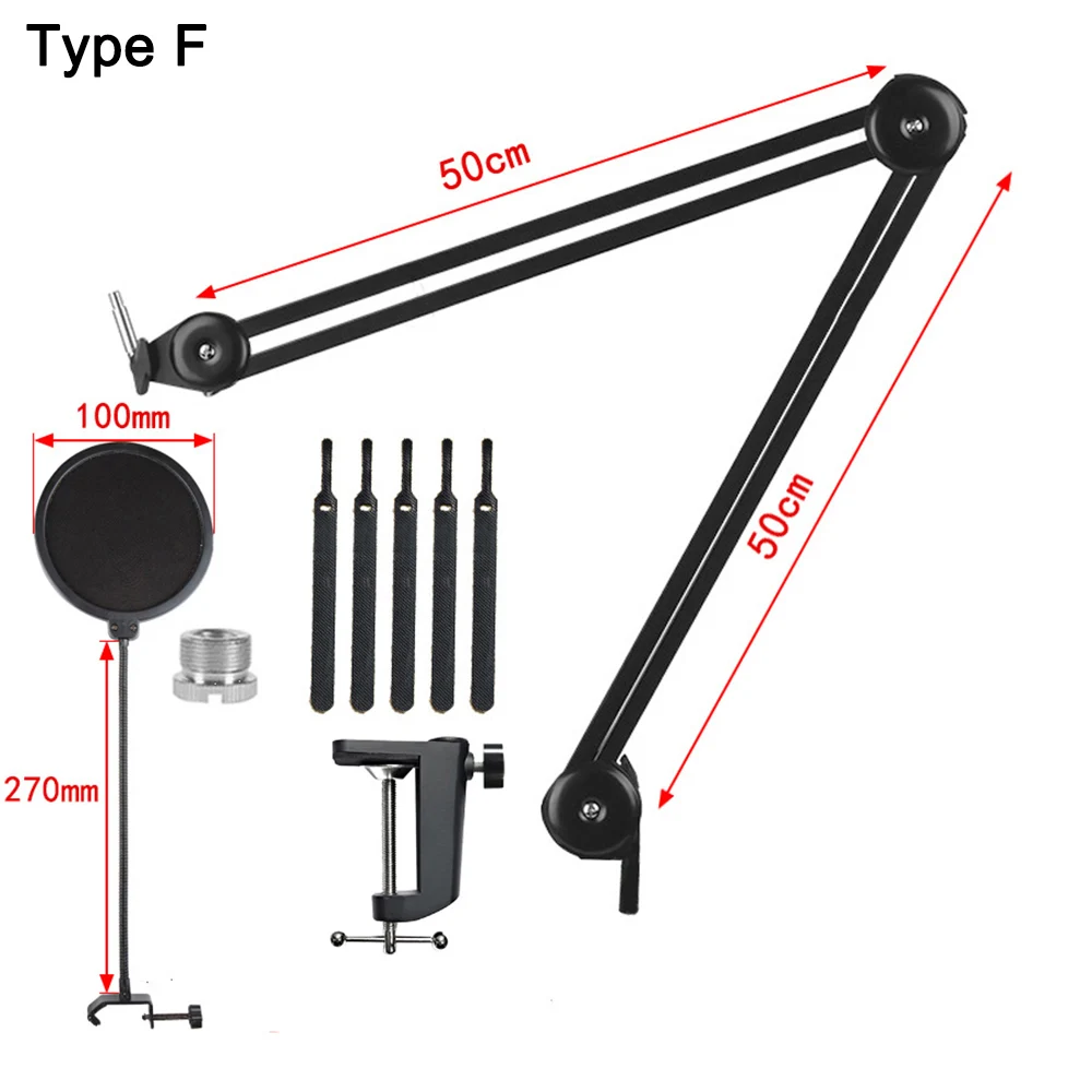 Top Microphone Boom Arm Stand Heavy Duty Cantilever Bracket Tripod Adjustable Suspension Scissor Spring Built-in Mic Stand