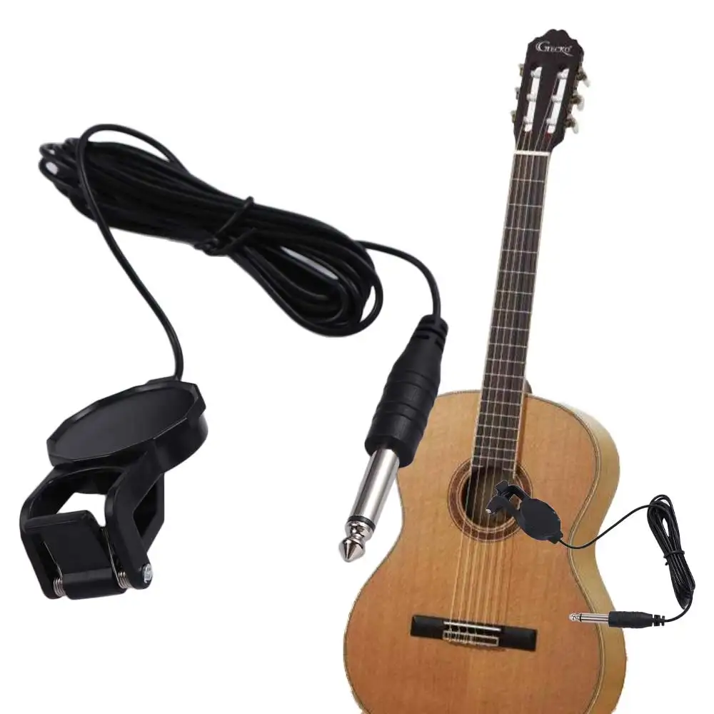 Clip-on Guitar Pickup Audio Jack Preamp Piezo Guitar Transducer 2.5M Cable Acoustic Guitar Guitar Tuner Amplifier