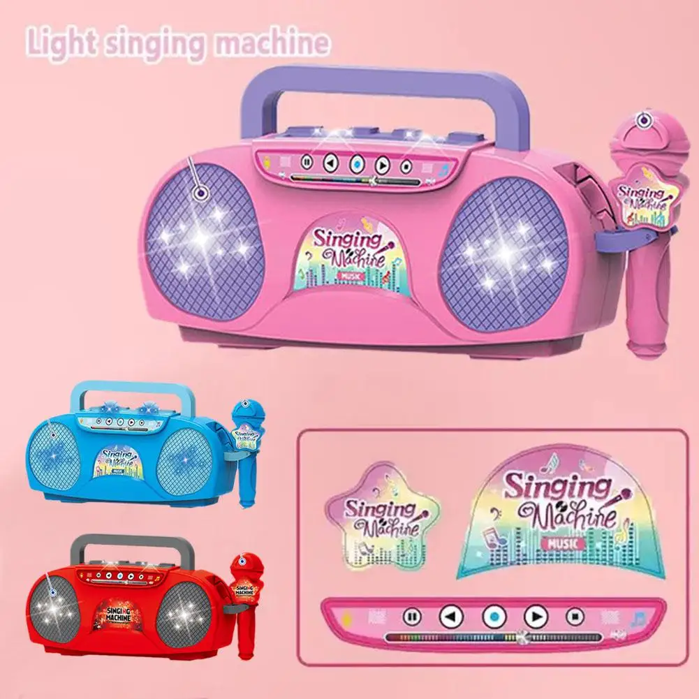 Kinder Mikrofon Karaoke Radio Maschine Musik instrument Spielzeug mit Lichtern Indoor Outdoor Reisen Lernspiel zeug Geschenk für Mädchen r9s0