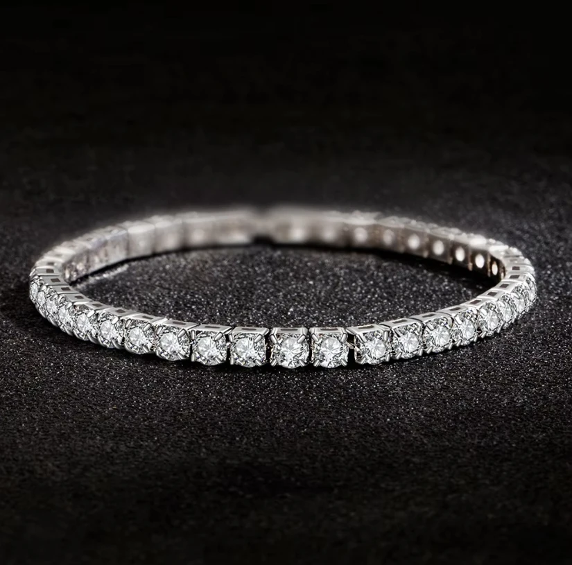 Luxury 4mm Round Silver Color on Hand Bracelet Bangle for Women Anniversary Gift Jewelry Bulk Sell Free Shipping Items S5650