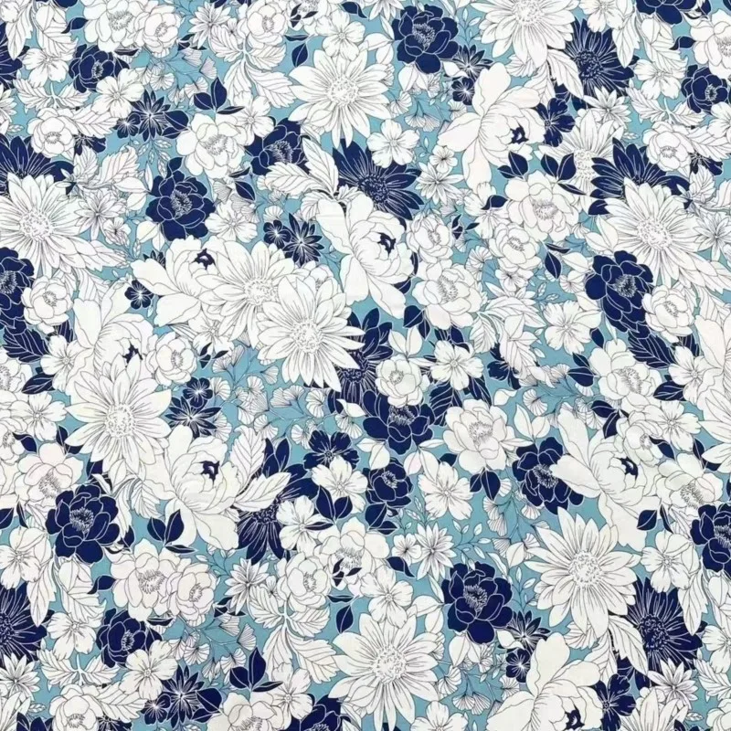 spring /summer fabric 45s artificial cotton printed cotton silk floral fabric, printed fabric, dress pants clothing fabric