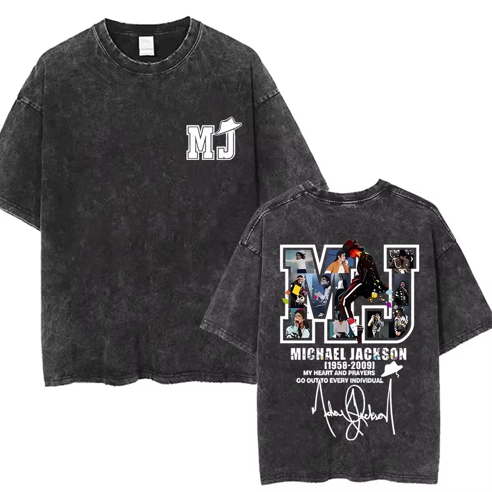 Washed Vintage Michael Jackson Face Graphic T-shirts Men Women