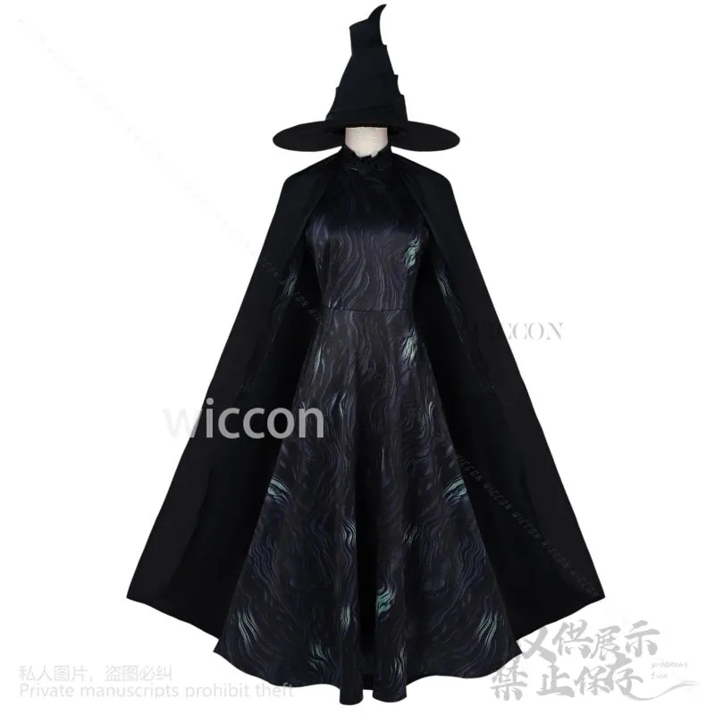

asdh8@Wicked Elphaba Cosplay Costume Gotic Black Dress Lolita Uniform Wigs Halloween Christmas Party Suit Cos Woman Girls Custom