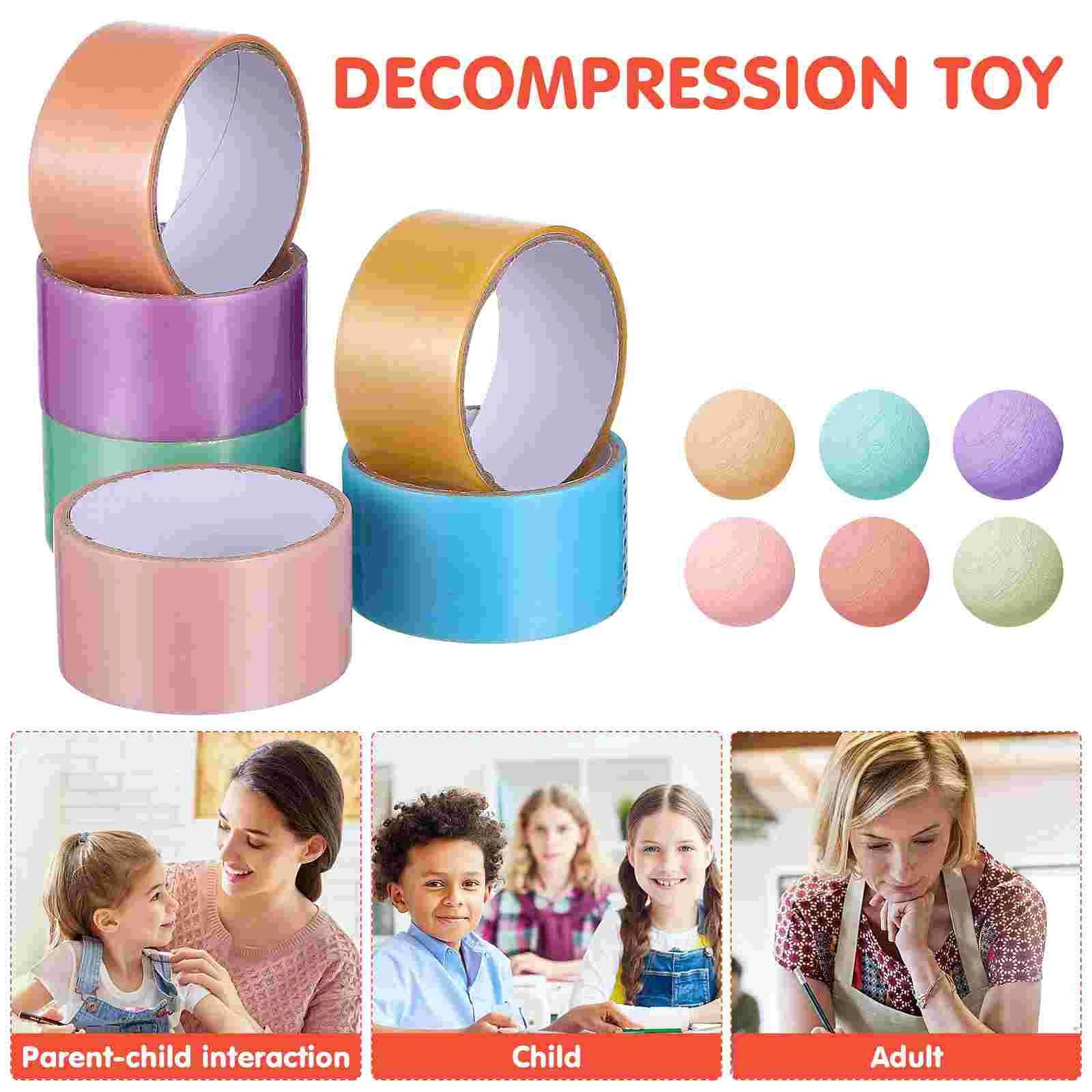 6 Rolls Pearlescent Sticky Ball Tape Tapes Carpet Double Sided Colorful Making Kids Shine