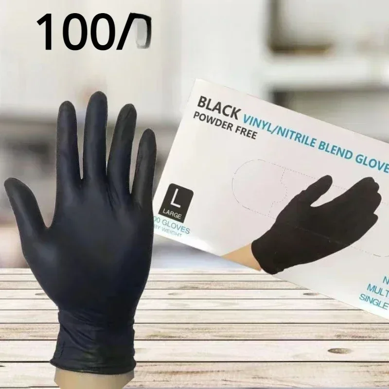 1pcs Black Nitrile Gloves Thickened Durable Household Cleaning Gloves Dishwashing Glove For Garden Hair Dyeing Tattoos,100PCS