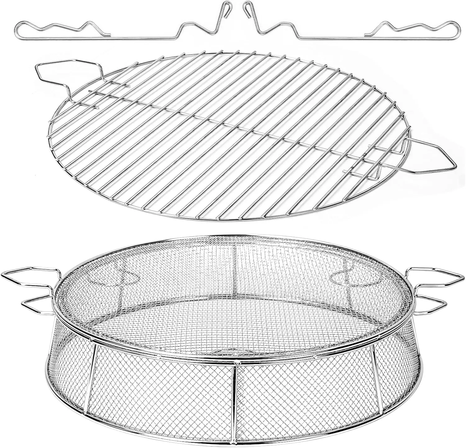 

Fire Pit Spark Shield Cover for 19.5" Solo Stove Bonfire, 304 Stainless Steel Screen with Cooking Grate & Guild Stick