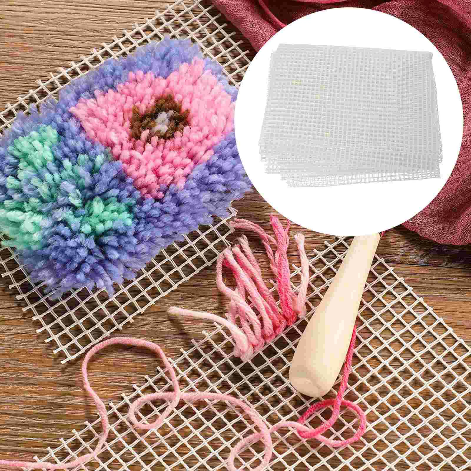 Woven Mesh Fabric Versatile DIY Tool Plastic Latch Hook Lattice Rug Hooking Canvas