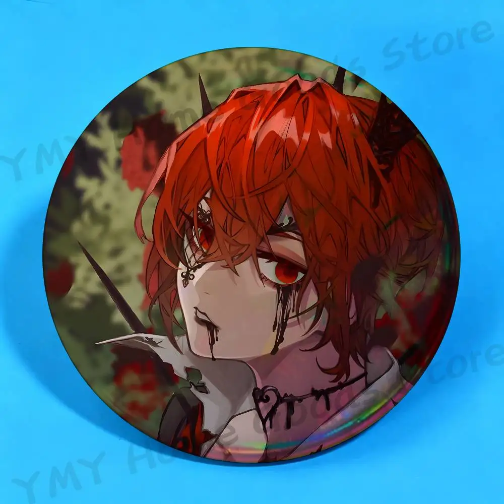 Strawberry-red Hair R-Riddle Rosehearts Brooches for Bag Decor Jewelry Accessories Gift 25/32/44/58/75mm Round Cartoon Badges