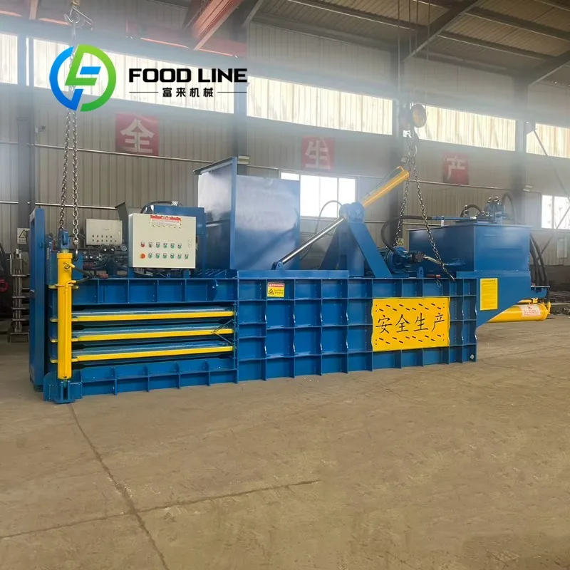 Horizontal Hydraulic Baler Adjustable Baling Pressure Recycling Machine For Plastic Film Fiber And Waste Carton Compression