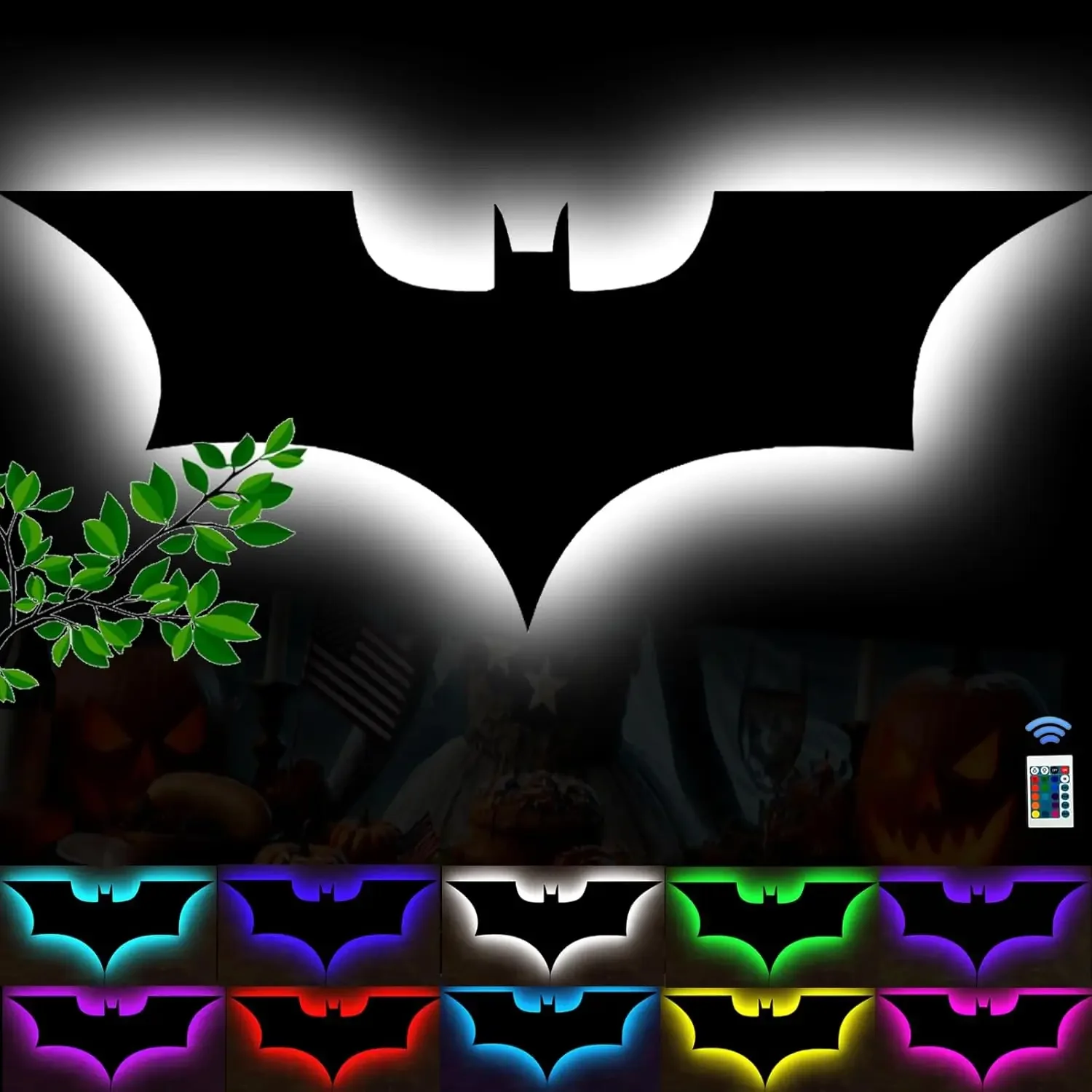 

Bat Lamp Neon Sign Led Bat Signal Night Light 16 Colors Adjustable Man Cave Party Home Bedroom Christmas Halloween Decoration