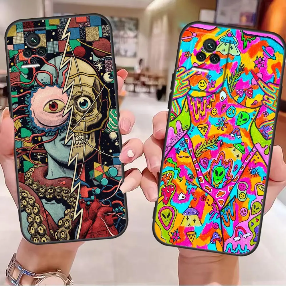 Indie Hippie Art Phone Case For Redmi K60 K50 K40 K30 K20 12C 10 10C 9T 9C 9A 9 8A 8 7A 7 Pro Plus TPU Funda Shell Capa Cover