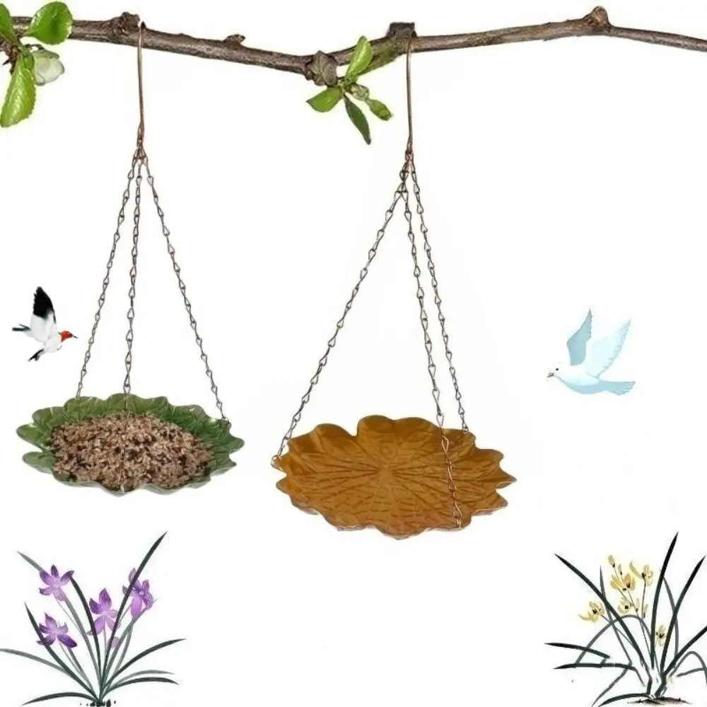 Iron Bird Feeder Convenient Large Capacity Bird Hanging Food Dispenser Balanced Durable Bird Water Bowl Courtyard