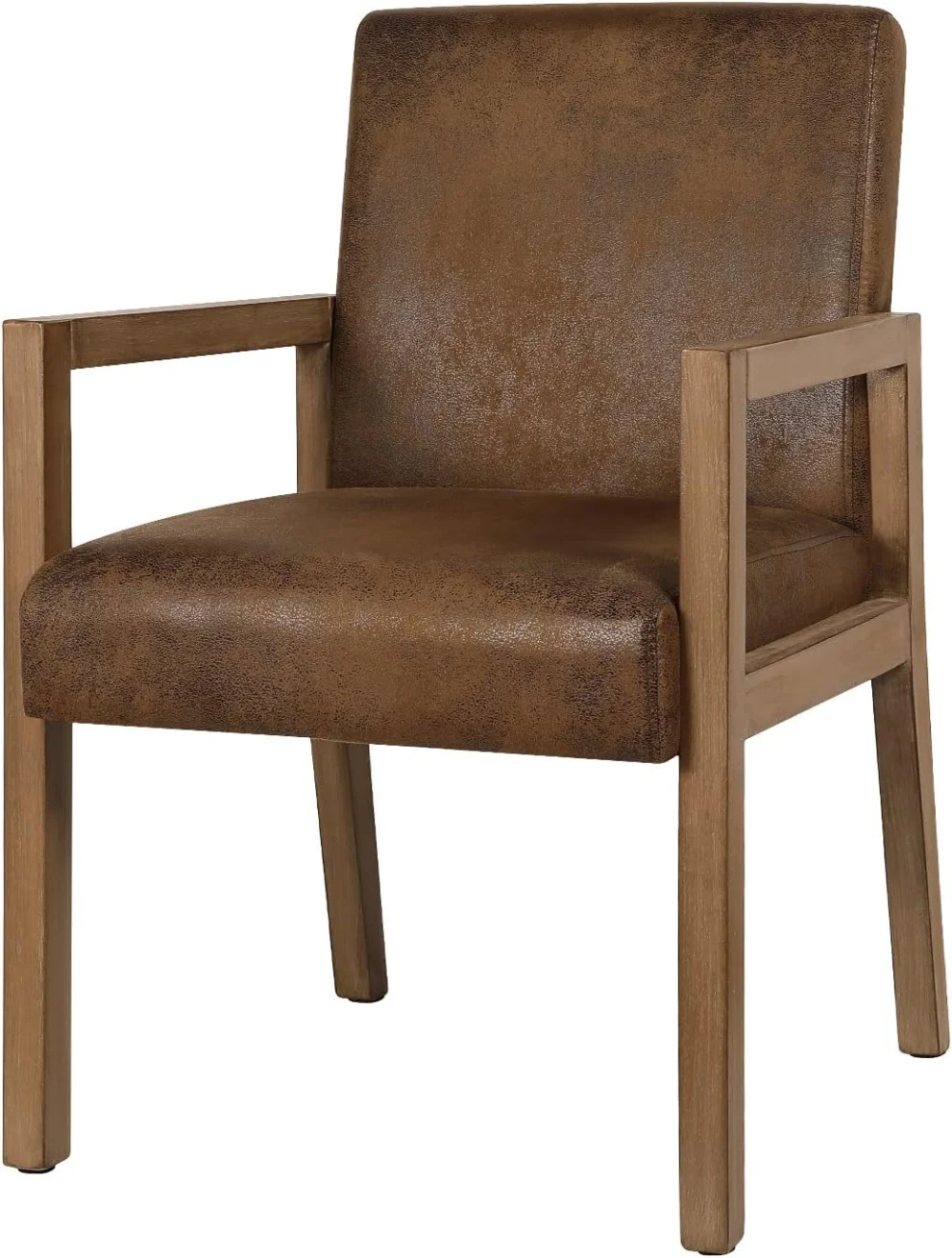 Dining Chairs, Upholstered Faux Leather Dining Chairs with Arms, Mid Century Modern Accent Chairs for Living Room, Arm Chairs