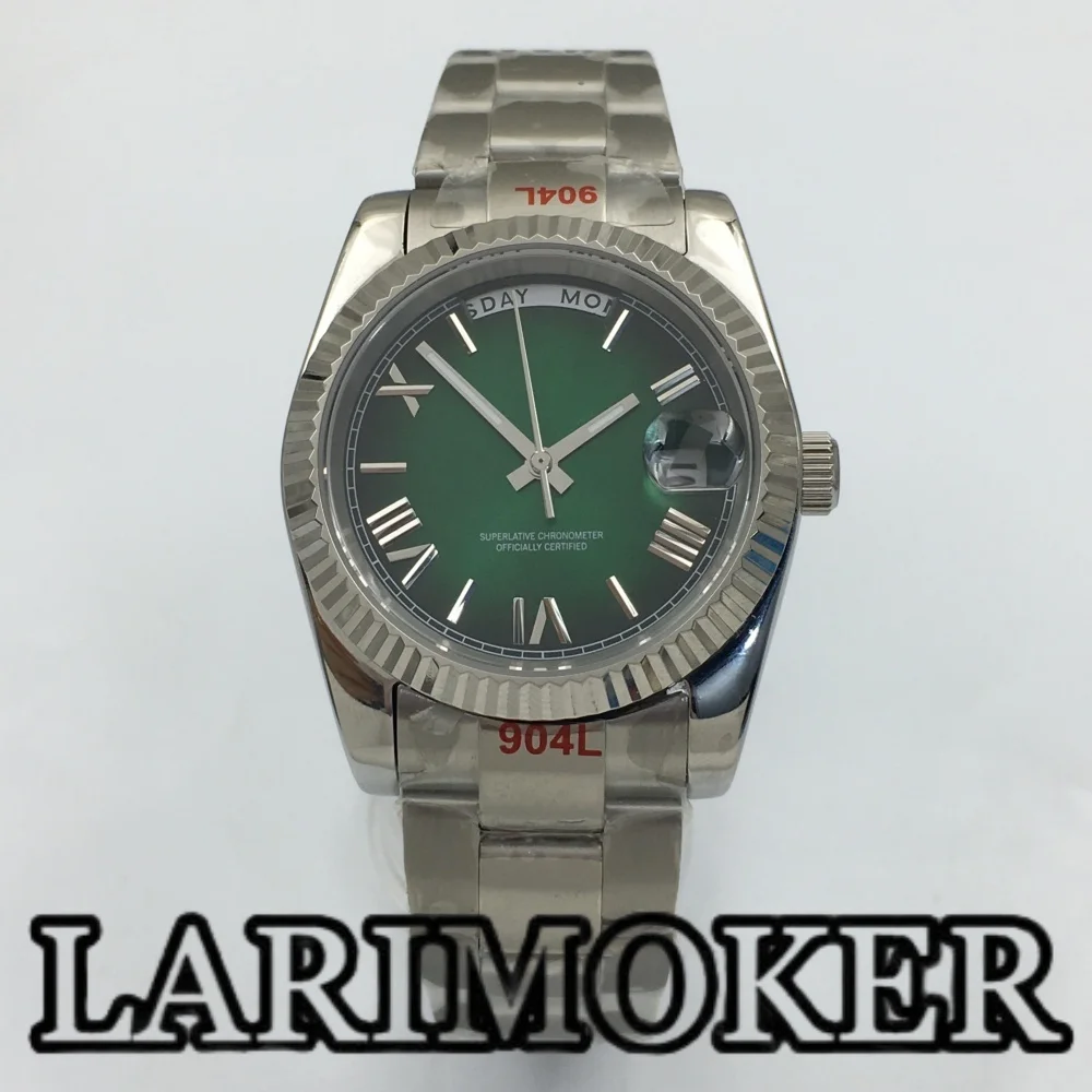 

LARIMOKER 36 мм/39 мм MIYOTA8285 мужские автоматические механические часы с сапфировым стеклом с градиентом, черный, зеленый циферблат, водонепроницаемые часы с датой