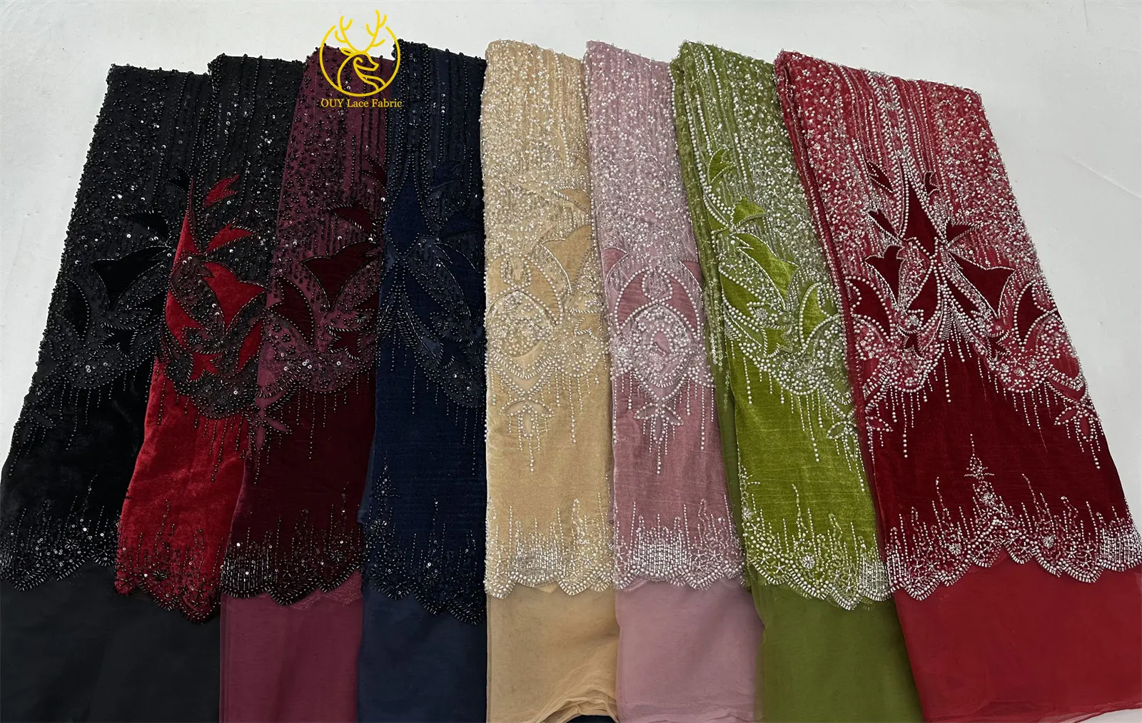 2025 Luxury French Embroidery Beaded Lace Fabric African Nigerian Sequins Lace Fabrics For Wedding Party Dress Sewing Material