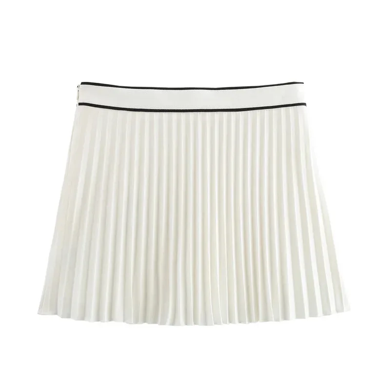 

Women's High Waist Pleated A-Line Short Skirt White Casual Versatile Elegant College Style Commuting Fashion Skirt Pants