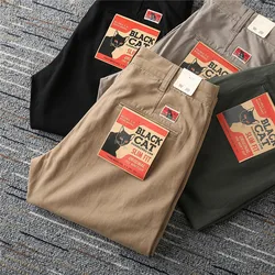 Amekaji-pantalones Cargo chinos para hombre, pantalón sencillo de 356 algodón, recto, informal, de negocios, Retro, americano, Otoño, novedad de 100%