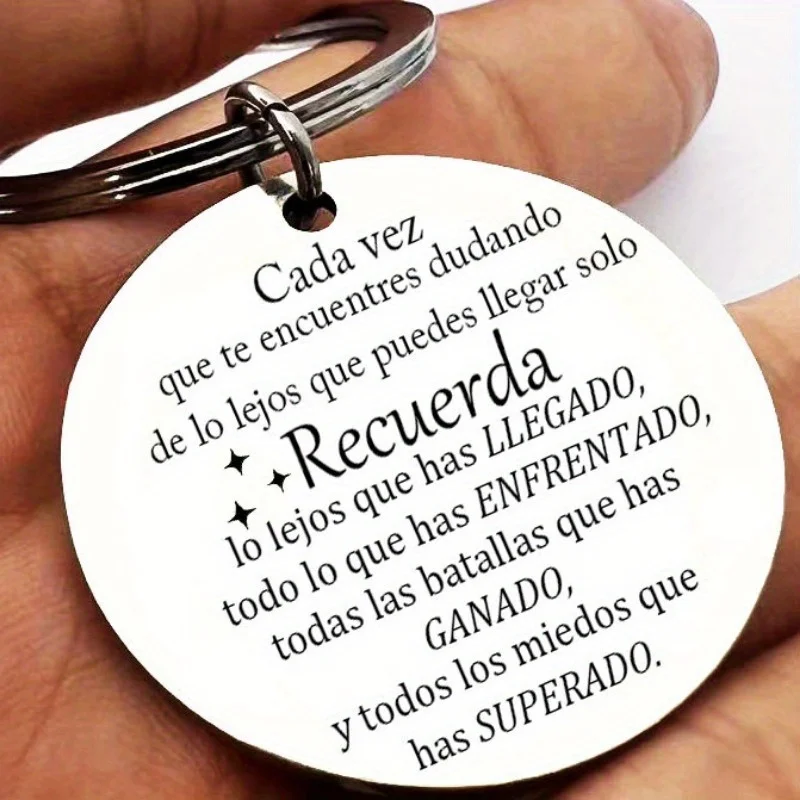 1PC Spanish Keychain Inspirational Quote Pendant Keychain Keyring,