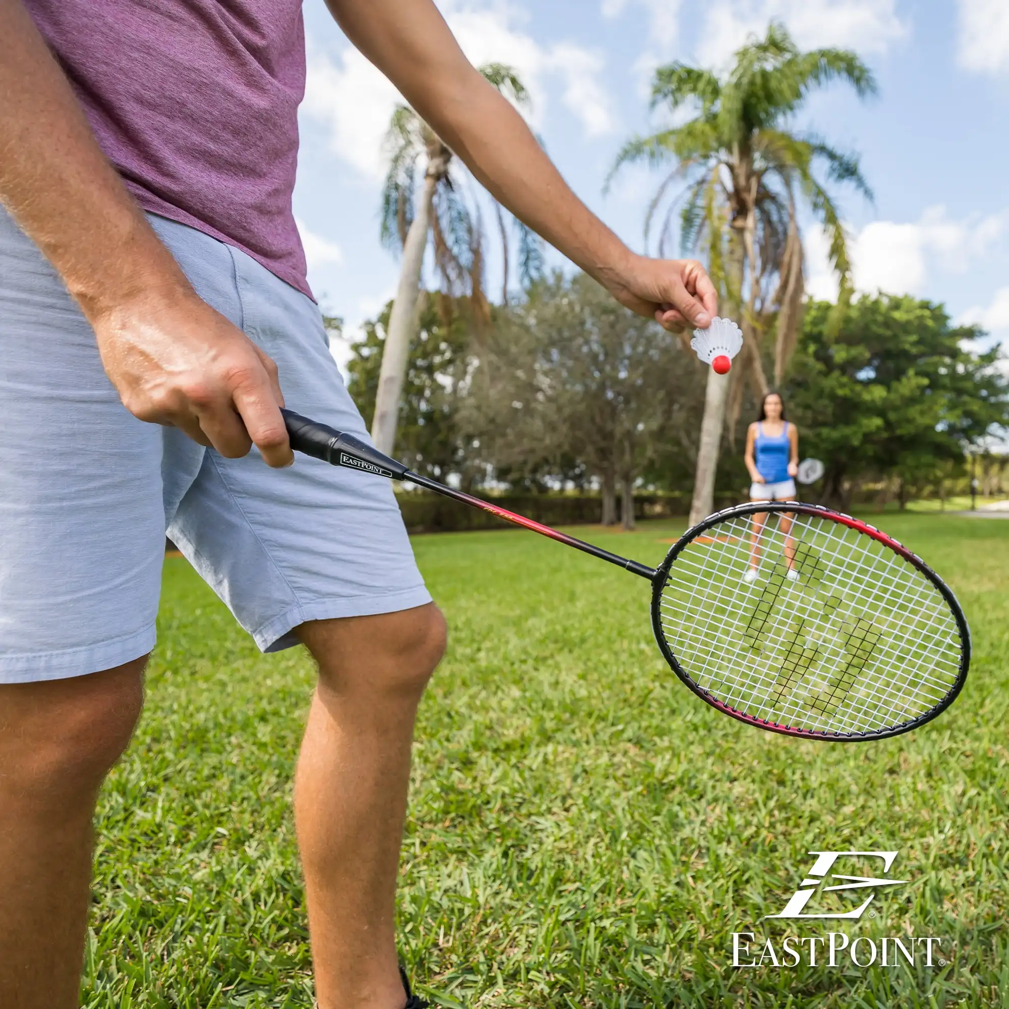 

(2 pack) EastPoint Sports 2 Player Badminton Racket Set; 2 Rackets with Steel Shafts, 2 Shuttlecock Birdies
