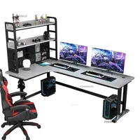 Luxury Wooden Computer Desks European Office Furniture Home L-shaped Office Study Desk Storage Rack Designer Corner Gaming Table