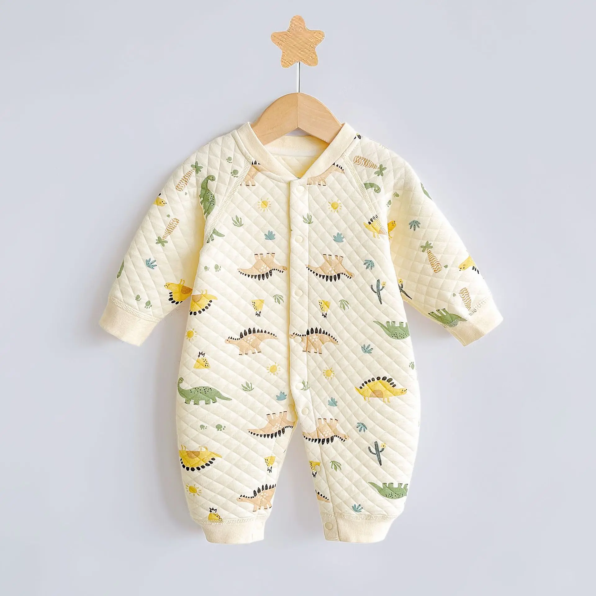 

New autumn and winter baby air cotton cartoon cute dinosaur warm one-piece suit long-sleeved crawling suit