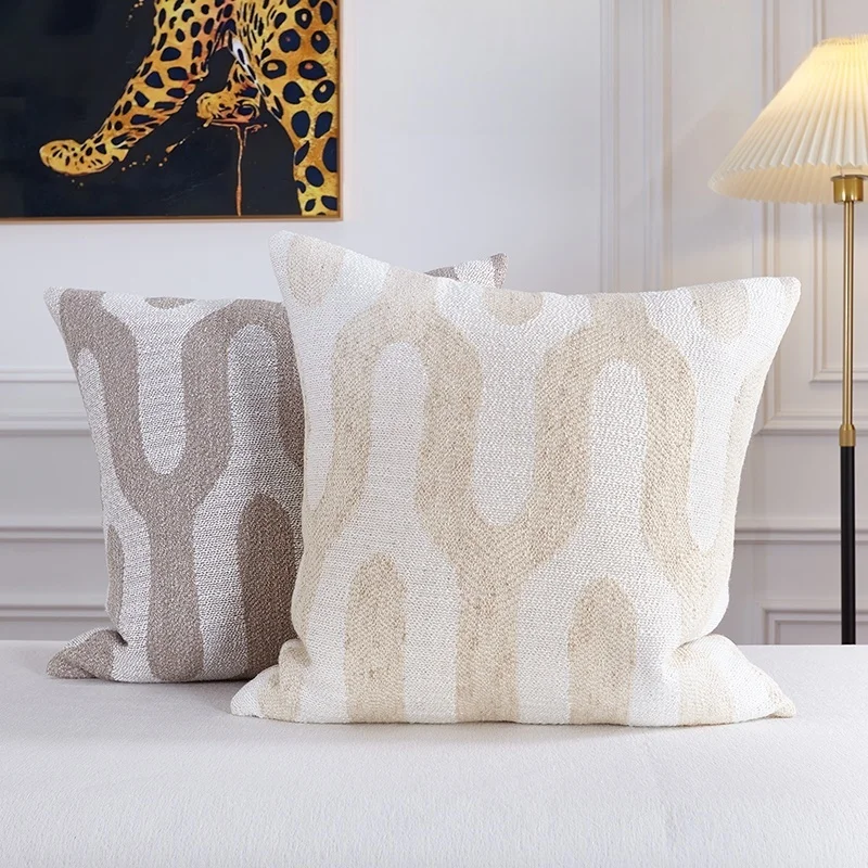 Ivory Khaki Pillows Luxury Gray Linen Cotton Look Cushion Case Texture Decorative Pillow Cover For Sofa Chair Home Decorations