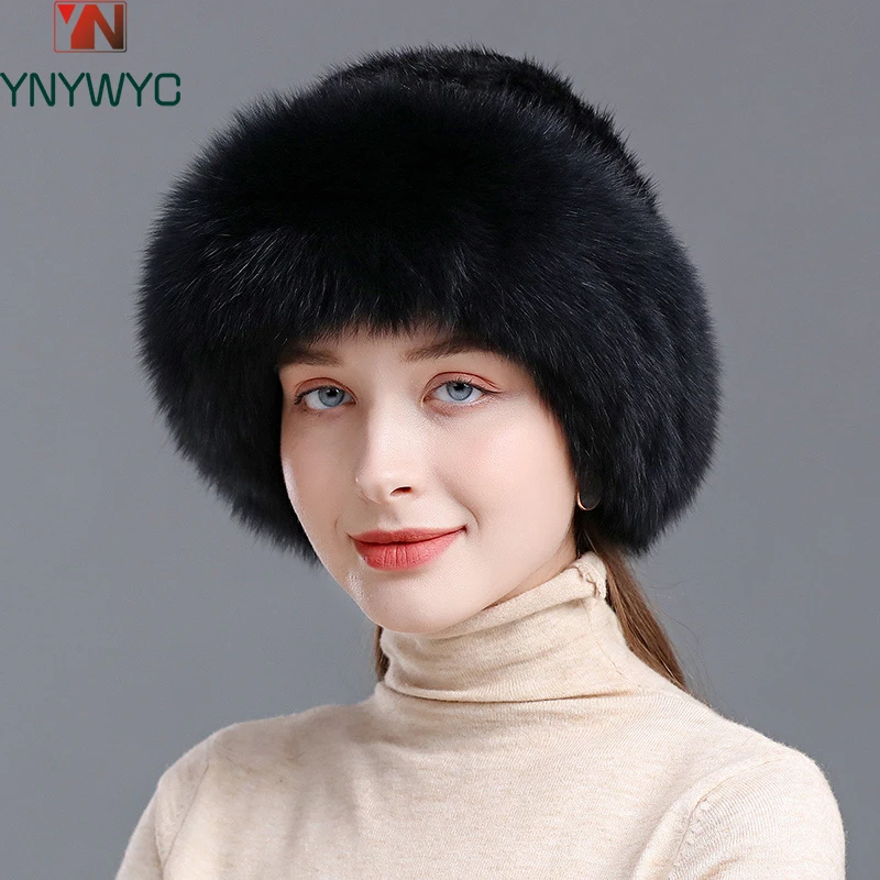 New Women Winter Luxury Knitted Real Mink Fur Bomber Hat Natural Warm Fox Fur Cap Girls Quality Soft 100% Genuine Mink Fur Hats