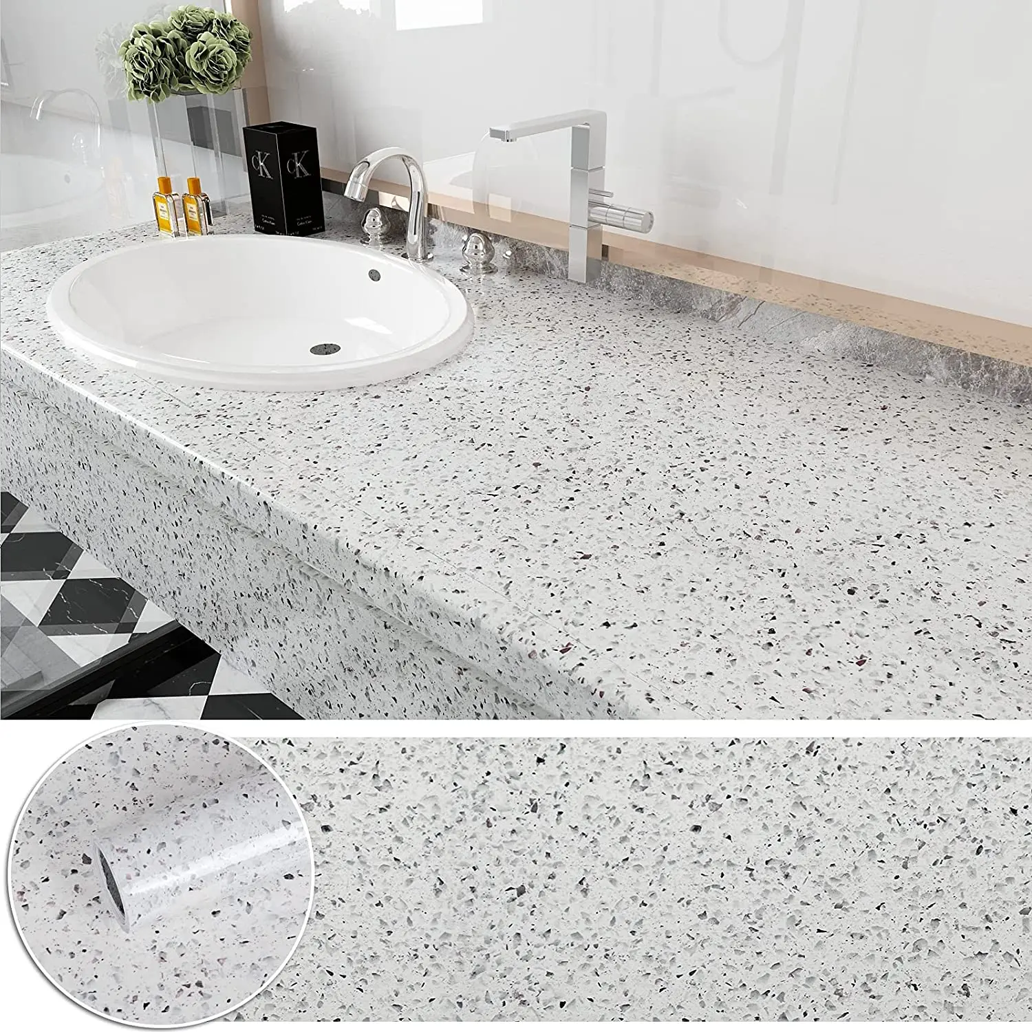 Vinyl Renovation Marble Gravel Wallpapers DIY Self-adhesive Kitchen Bathroom Cabinet Wall Sticker  Home Decorative Contact Paper