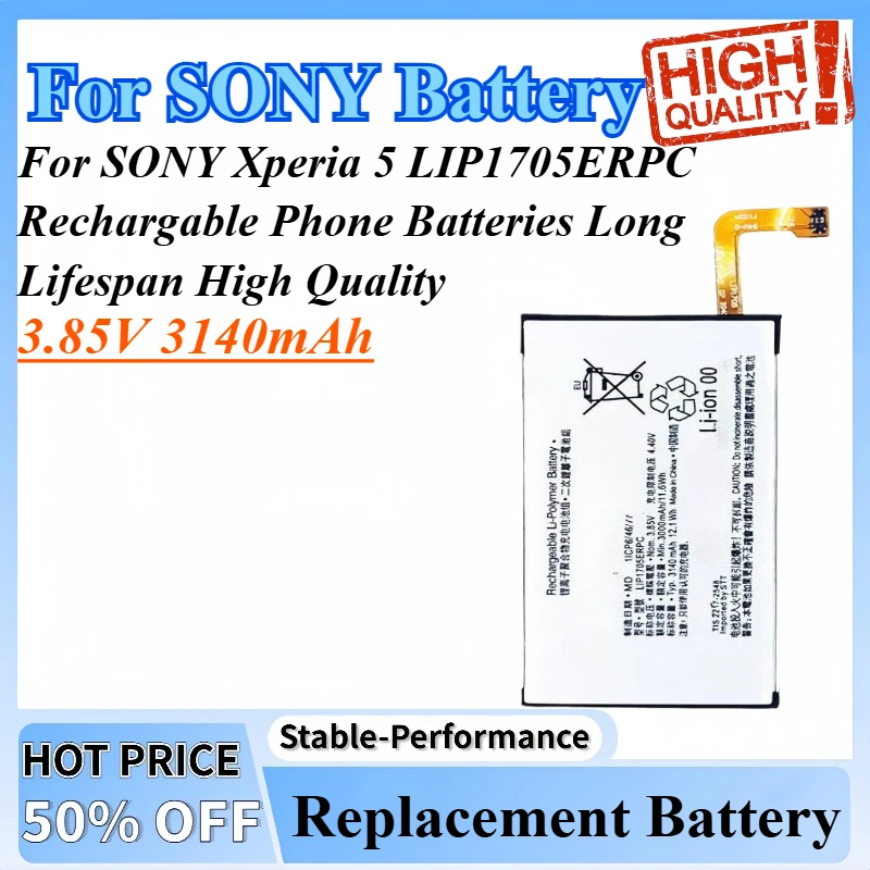

3.85V 3140mAh Replacement Battery For SONY Xperia 5 LIP1705ERPC Rechargable Phone Batteries Long Lifespan High Quality