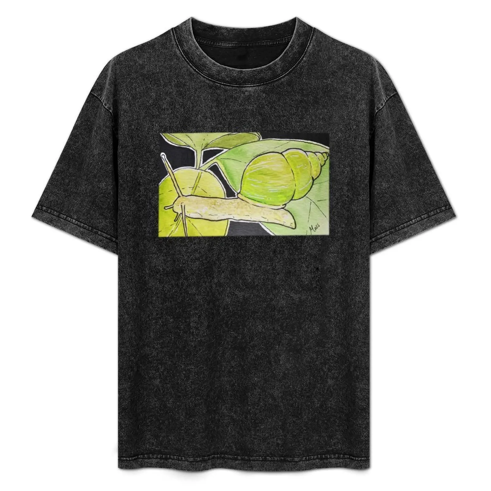 

Emerald Green Snail T-Shirt Casual Simple Design Short Sleeve Shirt