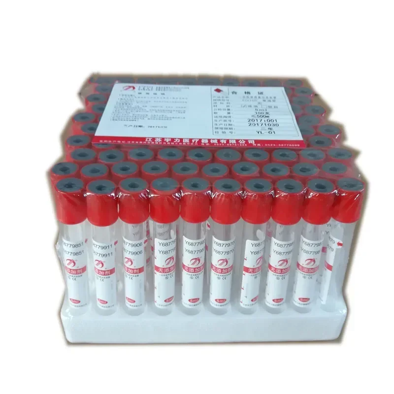 100pcs Veterinary Vacuum Blood Collection No Additives PRF Tube 3ml 5ml 10ml Lab Plain Tube Sterile Blood Test Tubes