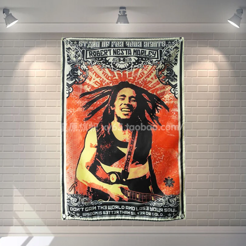 

"BOB MARLEY" 56X36 inches large banner retro rock band logo poster cloth painting Bar Cafes hostel home decor