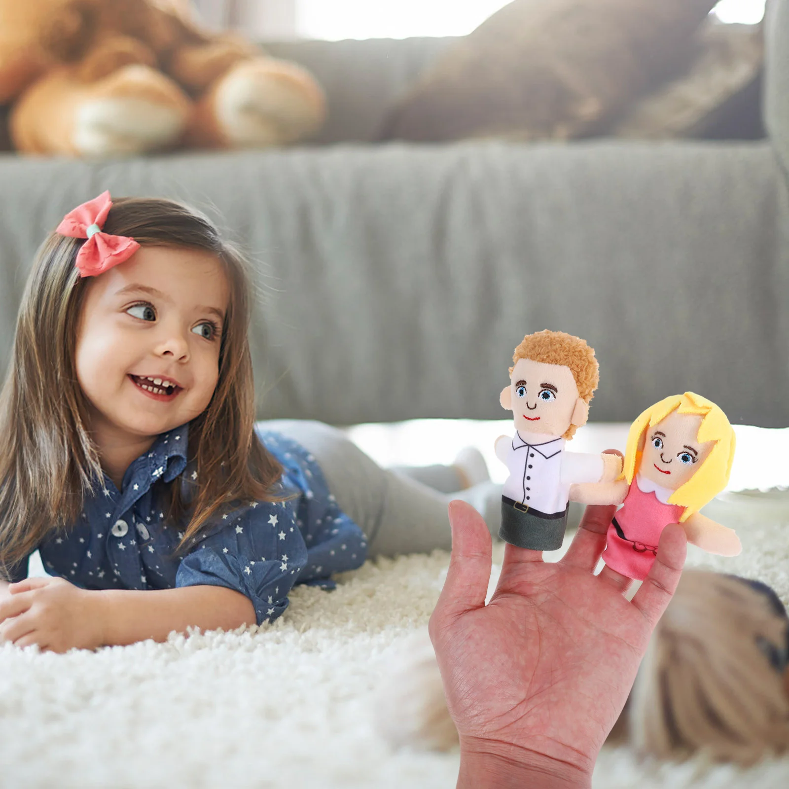 

6pcs Family Hand Puppet Soft Plush Story Time People Puppets Play Learning Finger Set Party Favors Children Educational Toy