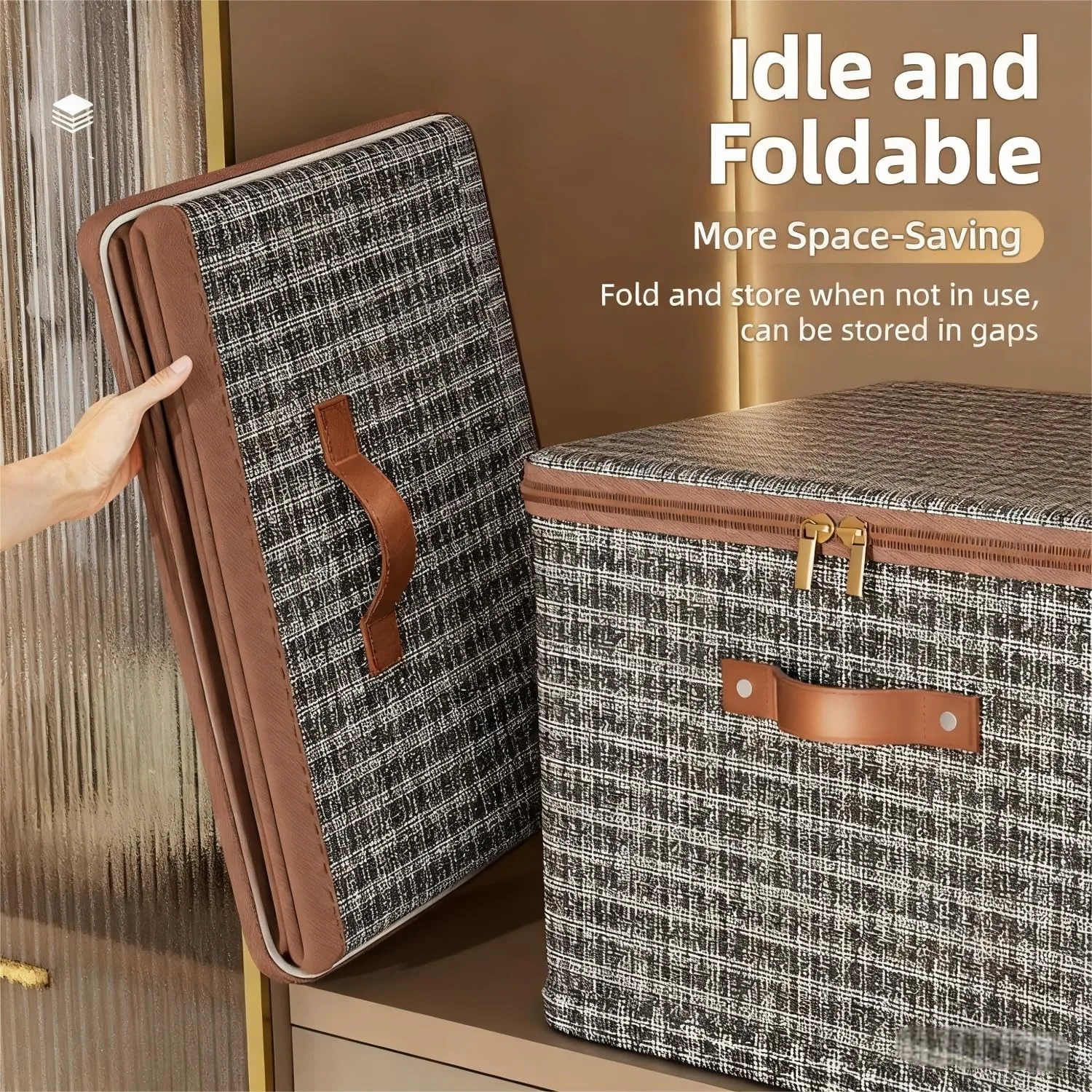 Stapelbare Stoff-Aufbewahrungsboxen, Unterbett-Organizer, Faltbare Dekorative Organizer-Boxen für Regale, Kleidung und Decken
