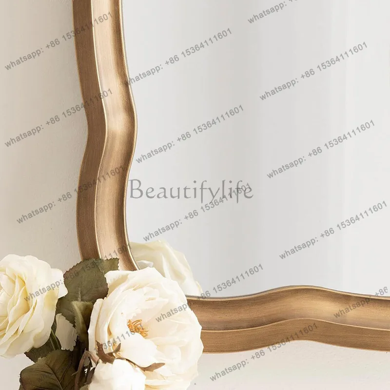 Medieval wave makeup mirror household wall-mounted retro light luxury decorative mirror