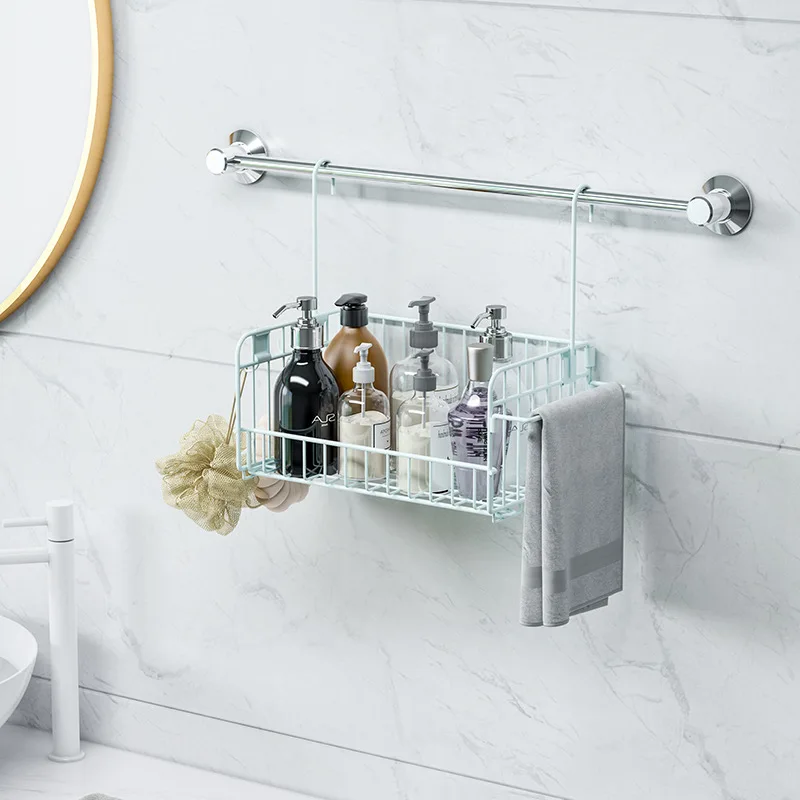 

Bathroom Hanging Basket Multi-Purpose Foldable Disassembled with Hooks Waterproof Rustproof Bathroom Kitchen Sundry Organizer