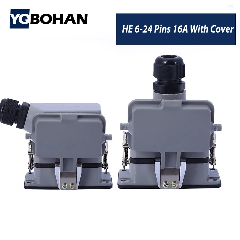 Heavy Duty Connectors HE-24B 6pins 10pins 16pins HDC With Waterproof Cover Industrial Rectangular Connector HA HE Harting Type