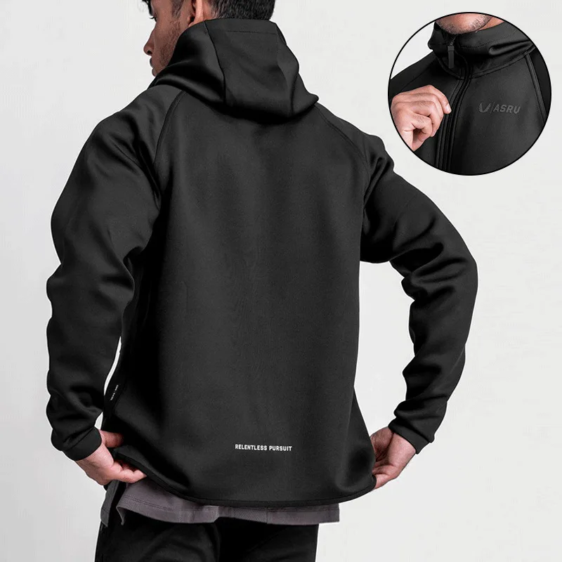 Men's Zipper Hooded Sweatshirt Gym Workout Hoodies Spring and Autumn Loose Fitness Hoodies Sports Casual Zipper Jacket Clothing