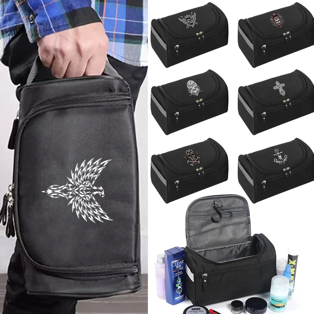 

Unisex MakeUp Wash Pouch Women Travel Toiletries Bag Hook Up Cosmetic Bags Men Zipper Handbag Make Up Case Skull Print Organizer