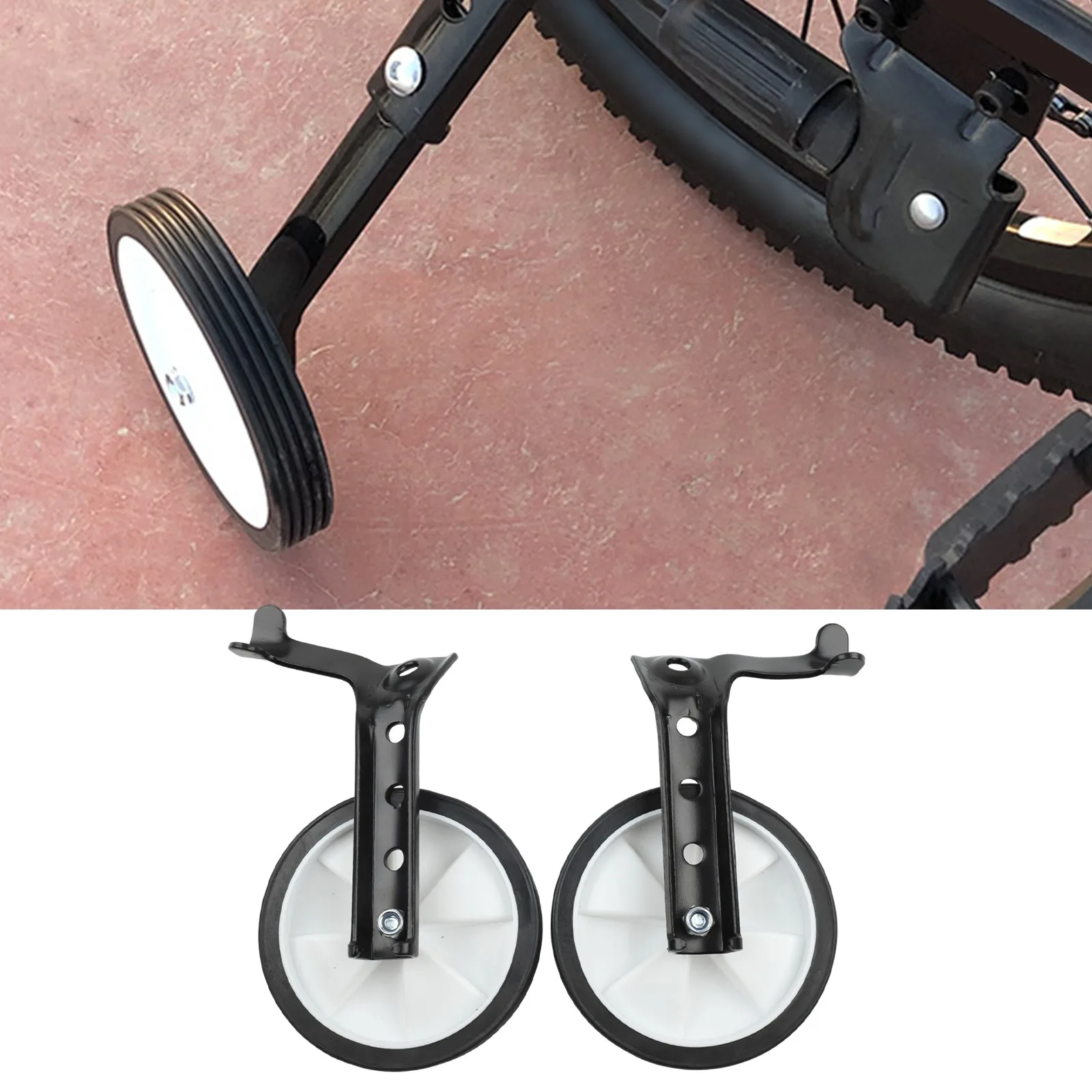 

Bike Learning Silver Bike Training Wheels Bike Training Wheels For Beginners Accessory Plastic Material Stainless Steel Frame