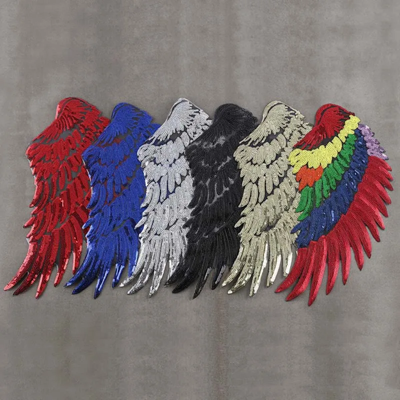 1 Paar = 2 Stück/Engels flügel Pailletten Stickerei Applikation Eisen auf Patches, Feen flügel Patch Aufkleber Thermo kollanzien für Kleidung – Detail 5