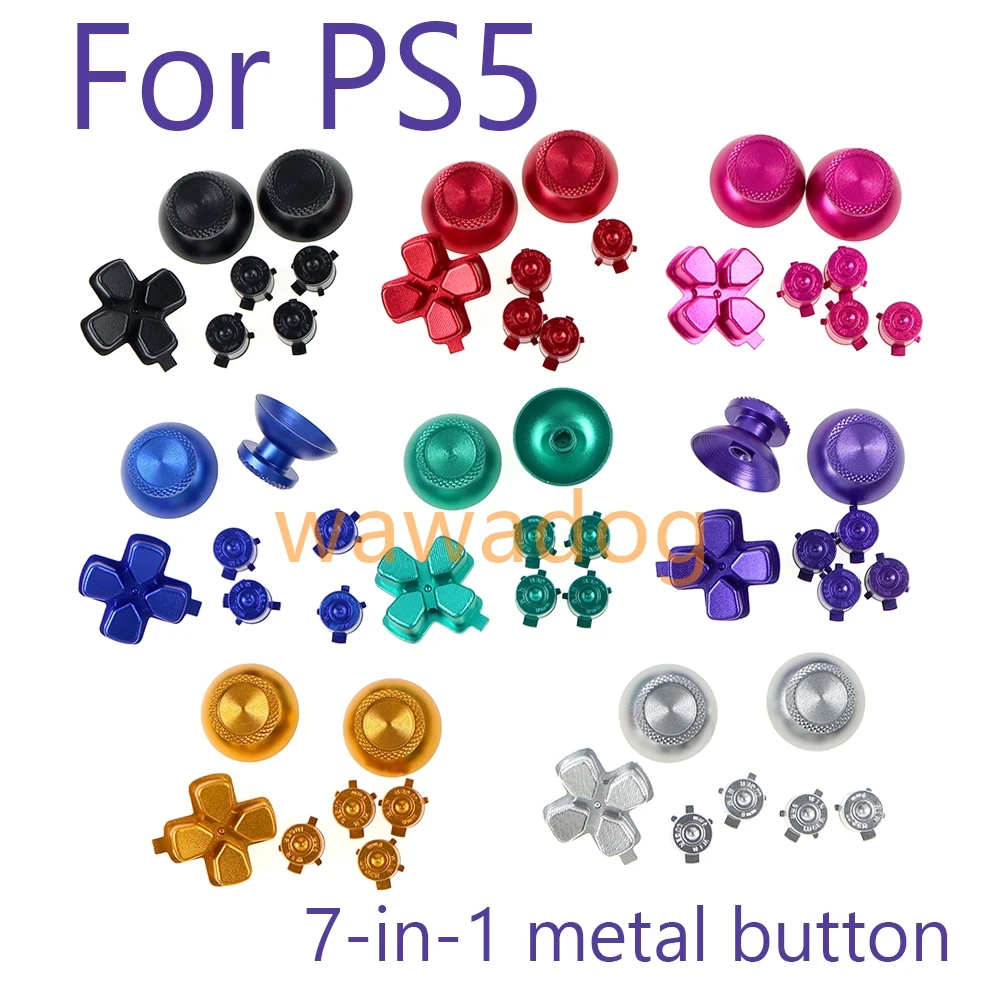 

15sets Metal Cap Thumbsticks Analogue Controller Bullet ABXY Buttons Chrome D-pad for PS5 Controllers