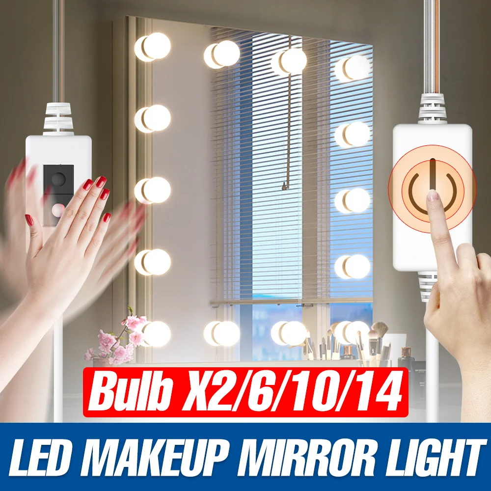 LED Mirror Light Bulb 5V Dressing Table Lamp USB Dimmable Hollywood Makeup Lamps Home Bathroom Bedroom Decoration Lighting