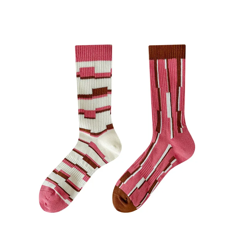 Spring/Summer New Socks with Stripes in the Middle Tube, Korean Student Pile Socks, Pure Cotton