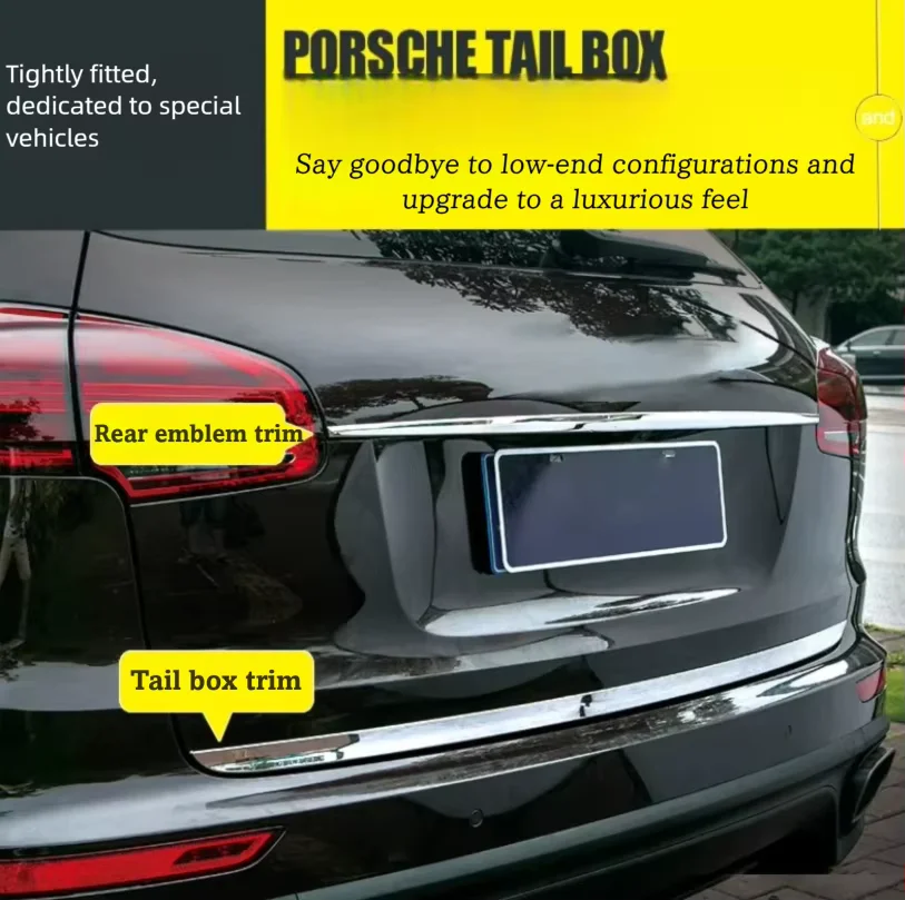 

For Porsche Cayenne 2011-2014 2015-2017 2018-2023 Macan 2014-2023 Car Styling Stainless Steel Rear Tailgate Bumper Cover Trim