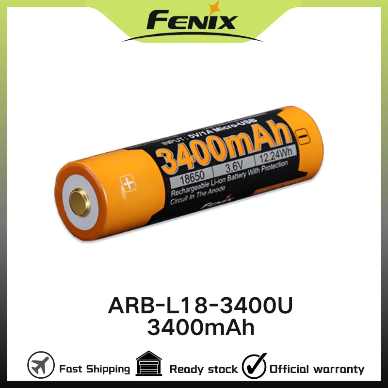 Fenix ARB-L18-3400U USB Rechargeable 3400mAh 18650 Li-ion Battery