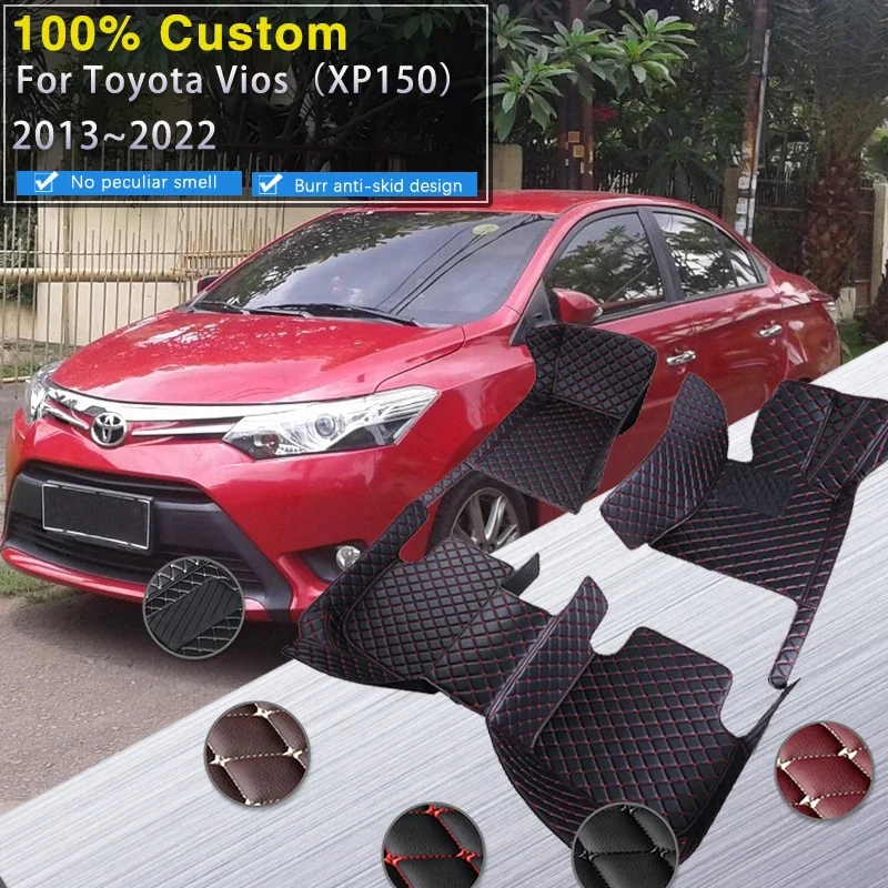 

Полный автомобильный коврик для Toyota Vios Yaris седан ATIV Limo XP150 2013 ~ 2022 Коврики Кожаный коврик Водонепроницаемый комплект напольных накладок Car Acc