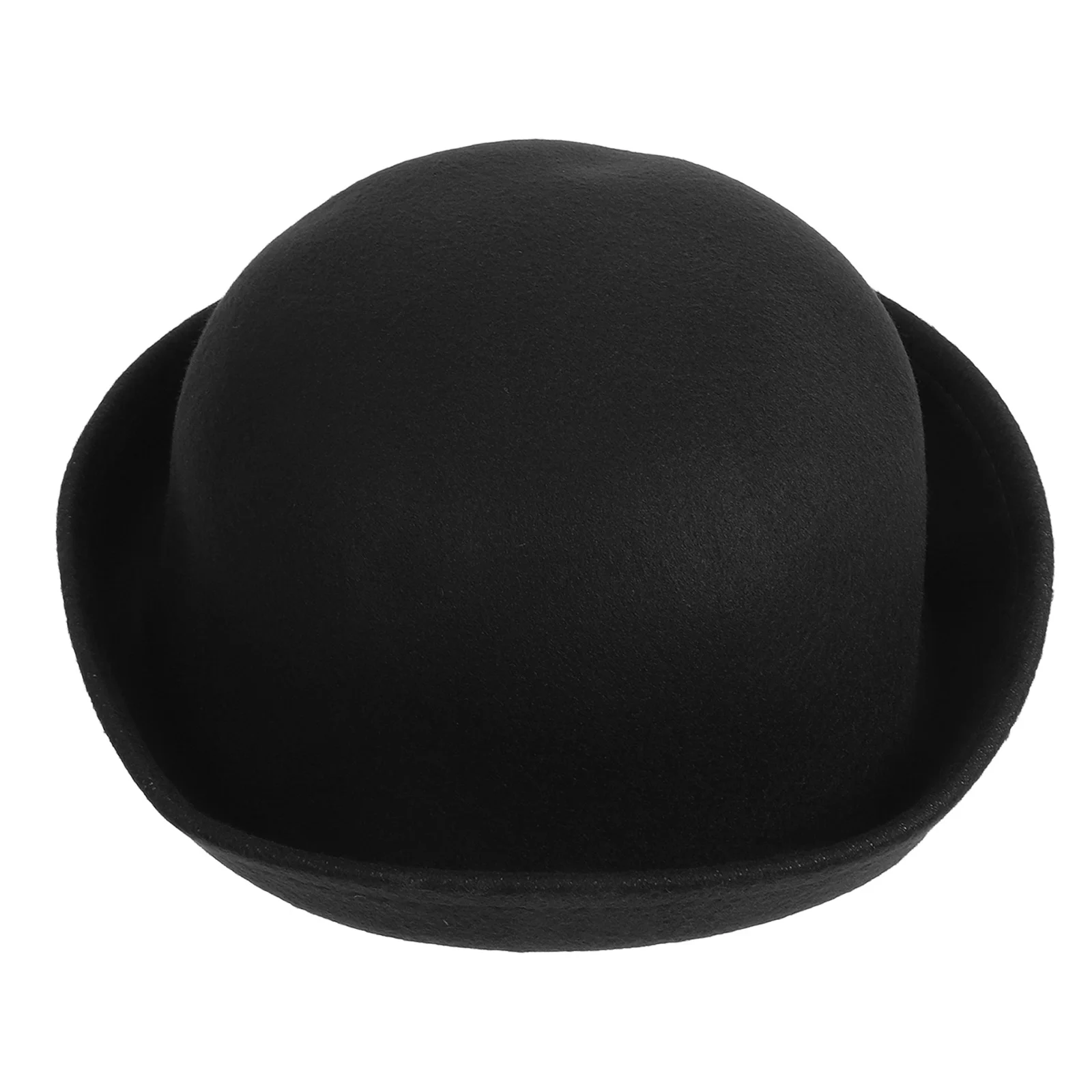

Woolen Dome Hat Black For Women Roll-Up Brim Winter Lady Bowler Breathable Warm Cap Suitable For Daily Party Hats