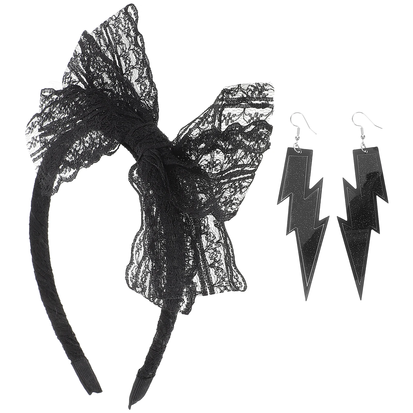 

Hair Bow Headband Vintage Lace Earrings Women Halloween Costume Neon Accessories Glow Party Retro Style Hair Accessories